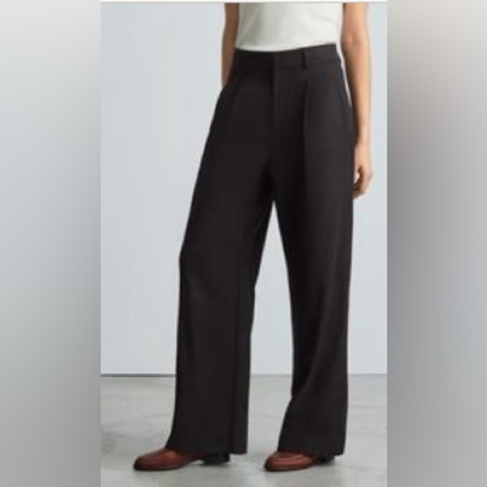 NWT Everlane The Way-High Drape Wide Leg Pant Black Size 4